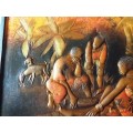 STUNNING COPPER RELIEF OF TRIBAL FAMILY LIFE