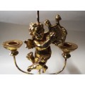 BRANCHED CANDLE HOLDER WITH CHERUB PLAYING HARP