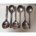 VINTAGE SET OF 6 SHEFFIELD ENGLAND SILVER SOUP SPOONS