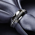 Luxury Stainless Steel Wedding Ring Engagement Simulated Diamonds CZ [SIZE 7]