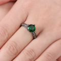 Green Emerald Wedding Ring 14Kt Black Gold Filled With Simulated diamonds [Size 7.5]