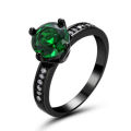 Green Emerald Wedding Ring 14Kt Black Gold Filled With Simulated diamonds [Size 7.5]