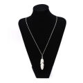 Women Feather Pendant Long Chain Necklace Pendant with Chain