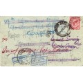 South Africa 1917 WWI GB incoming cover to Cape Town with readressing and postal markings