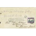 South Africa 1935 2d on Kinross (scarce) cover addressed to Basutoland, with marking and label