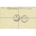 South West Africa 1924 KGV 1d pair on Kolmannskop (B3) registered 4d envelope cover to Luderitz
