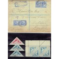 South Africa 1910 Cape Town Pageant collection of labels, including on cover and special postcards