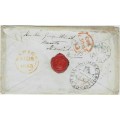 Cape of Good Hope 1853 GPO Cape Town cover to UK with QV 1d red brown applied and redaddressed