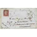 Cape of Good Hope 1853 GPO Cape Town cover to UK with QV 1d red brown applied and redaddressed