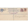 South West Africa 1920 SA KGV 2d and 3d on registered Windhuk cover to Luderitzbucht