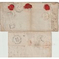 Cape of Good Hope 1841 2x Entires with India Ship Letter boxed cachets to UK