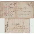 Cape of Good Hope 1841 2x Entires with India Ship Letter boxed cachets to UK
