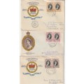Southern Africa QEII 1953 Coronation pairs on first day covers x6 very fine
