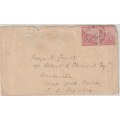Cape of Good Hope 1886 1d pair on Bowden cover to Barberton Kaap Gold Fields