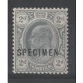 Transvaal 1905 KEVII 2d grey overprinted SPECIMEN  very fine mint
