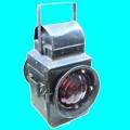 S.A.R. Black Shunters Paraffin Lamp with a Red Glass Lens on one side and a clear one on the other.