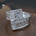 Magnificent  Diamante Set in 925 Sterling Silver Rap Ring (Size 8) Imported filled jewelry