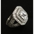 Gorgeous Sim Diamonds Set in Genuine Solid  925 Sterling Silver Ring
