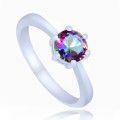 Elegant Cr. Rainbow Topaz Set in 925 Sterling Silver Ring imported Filled Jewelry