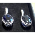Posh Sim Sapphire Set in 925 Sterling Silver Earrings Imported Filled