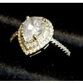 Gorgeous White Diamante Set in 18ct Yellow Rolled Gold Ring
