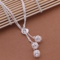 925 Sterling Silver Small Ball Pendant Long  Mulit Chain  Imported Filled Jewelry