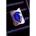 GORGEOUS Cr Blue Sapphire Set in 925 Sterling Silver Cuff Ring Imported Filled
