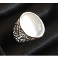 Dazzling Cr. Moonstone Set in Genuine Imported 925 Sterling Silver Filled Ring