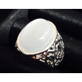 Dazzling Cr. Moonstone Set in Genuine Imported 925 Sterling Silver Filled Ring