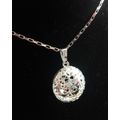 Fantastic Detailed Round Hollow Pendant with Matching 925 Sterling Silver Neck Chain Imported Filled