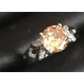 GORGEOUS SIM CITRINE SET IN 925 STERLING SILVER RING IMPORTED FILLED JEWELRY