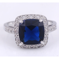 Dazzling Cr. Sapphire Set in 925 Sterling Silver Ring Imported Filled Jewelry