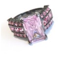Classy Sim Pink Topaz Set in 14ct Black Gold Filled Imported Ring