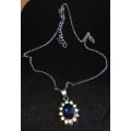 Adorable Sim Sapphire & Diamante Set in 925 Sterling Silver Filled Jewelry