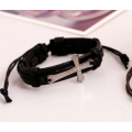 Impressive Imported Genuine Leather Unisex Cross Bracelet
