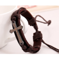 Impressive Imported Genuine Leather Unisex Cross Bracelet