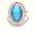 Adorable Sim Blue Topaz Set in 925 Sterling Silver Imported Filed Ring