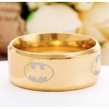 **Wow** Imported 8mm Band Bat Man Ring Unisex Gold Titanium Stainless Steel Ring
