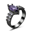 Posh Sim Purple Amethyst Set in 14ct Black Gold Filled Imported Ring