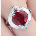 Cr Flashy Red Topaz Set in 925 Sterling Silver Imported Filled Ring with 925 Marking