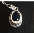 Elegant Cr Blue Sapphire Set in 925 Sterling Silver Imported Filled Pendant with 925 Marking