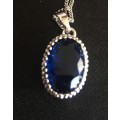Elegant Cr Blue Sapphire Set in 925 Sterling Silver Imported Filled Pendant with 925 Marking