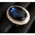 Dazzling Blue Sapphire Crystal Set in 925 Sterling Silver Imported Filled Ring with 925 Marking