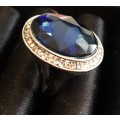 Dazzling Blue Sapphire Crystal Set in 925 Sterling Silver Imported Filled Ring with 925 Marking