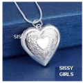Sparkling 925 Sterling Silver Heart Shape Locket & Free  Neck Chain Imported Filed Jewelry