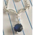 Exquisite Cr.Sapphire Set in 925 Sterling Silver Neck Chain Imported Filled Jewelry with 925 Marking