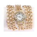 Wrap Around Sim.Pearls Set in Woman's Imported Gold Plated Watch