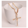 Stylish Sim Diamonds Set in 18ct Unisex Yellow Gold Filled Cross with Matching Neck Chain