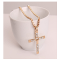 Stylish Diamante Set in 18ct Unisex Yellow Filled Gold Cross with Matching Neck Chain