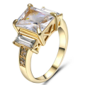 Elegant Simulated Diamonds Set in Yellow Rolled Gold Imported Ring